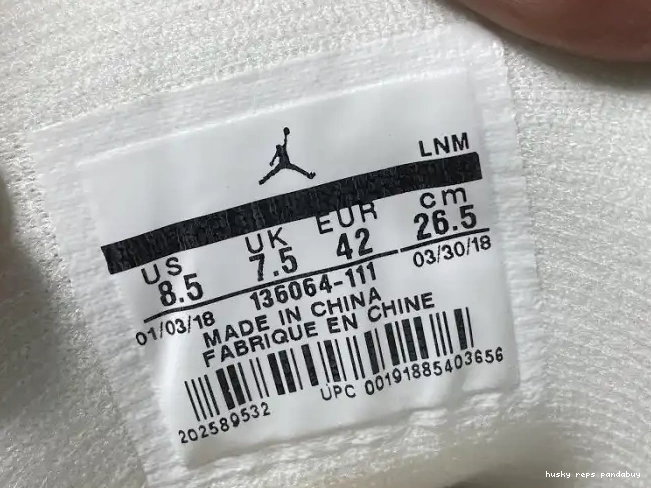 Rep Husky Jordan Air White Triple 3 Retro 136064-111 0509